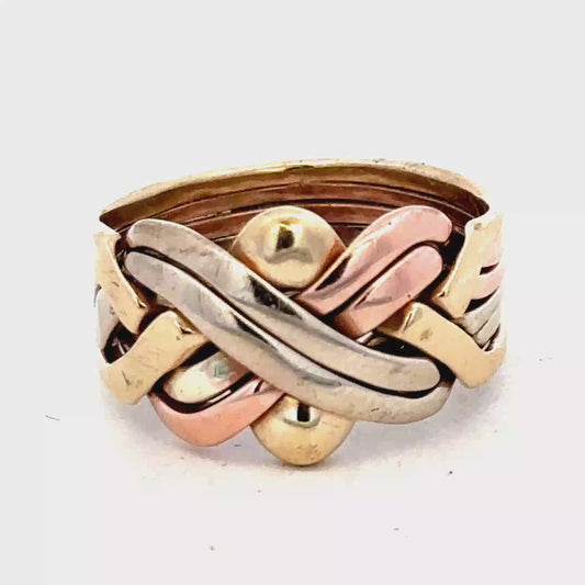 9ct yellow gold puzzle ring size U1/2 (sh27211b)