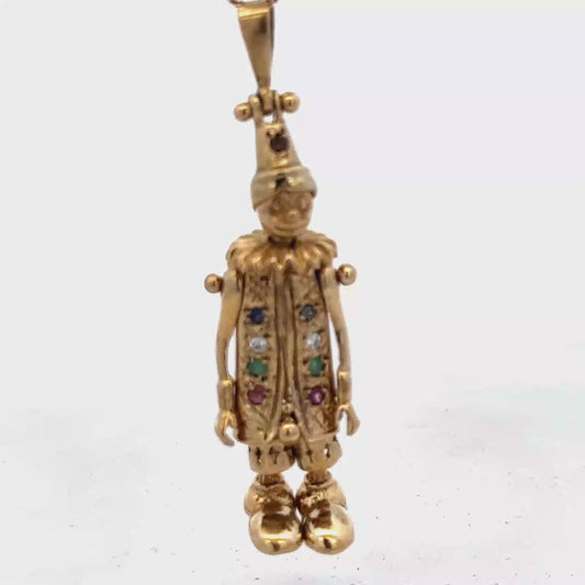 9ct yellow gold clown pendant 8.7g (sh25396l)
