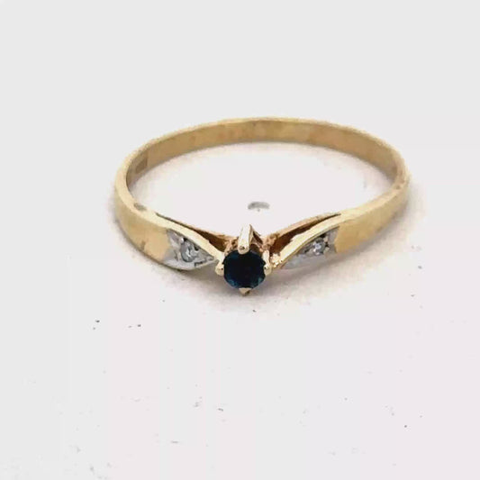 9ct yellow gold sapphire and diamond ring size O (sh25514l)