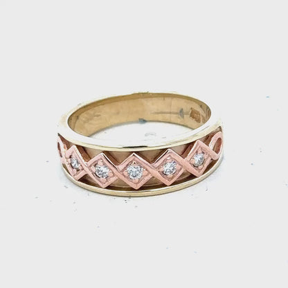 9ct yellow gold diamond ring size O (sh26482b)