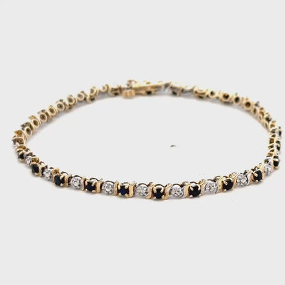 9ct yellow gold sapphire and diamond bracelet 4.8g (sh25347l)