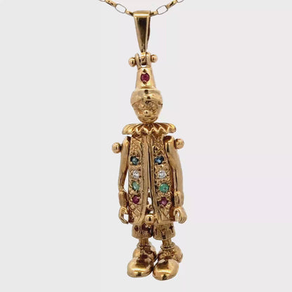 9ct yellow gold clown pendant 8.6g (sh25396l)