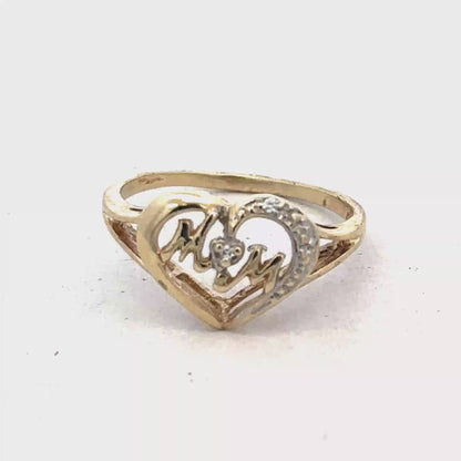 9ct yellow gold MUM ring size N (sh27036b)