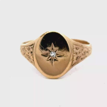 9ct yellow gold signet ring size U (sh27027b)