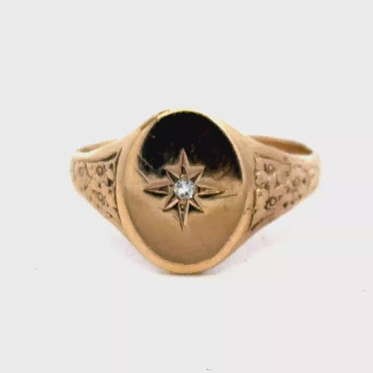 9ct yellow gold signet ring size U (sh27027b)