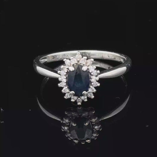 9ct white gold sapphire and diamond ring size L (sh25175l)