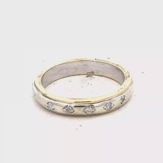 9ct yellow and white gold diamond ring size O (sh27955b)