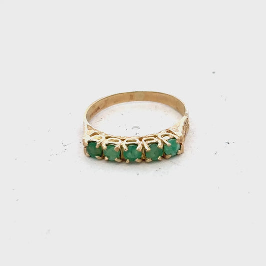 9ct yellow gold emerald ring size P (sh26621b)