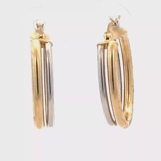 9ct yellow and white gold hoop earrings 2.3g (sh27522b)