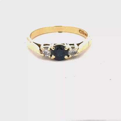 18ct yellow gold sapphire and diamond ring sh27758b