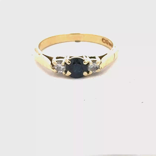 18ct yellow gold sapphire and diamond ring sh27758b