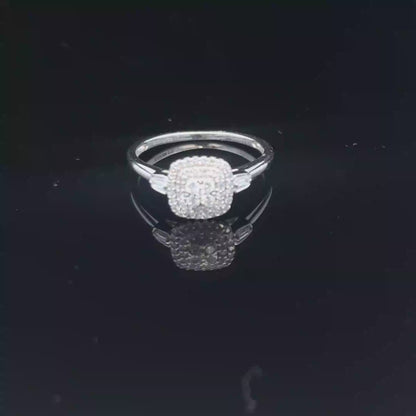 9ct white gold diamond cluster ring  sh27368b