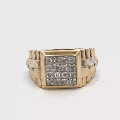 9ct yellow gold diamond ring size T (sh26828b)