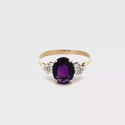 9ct yellow gold diamond ring size M1/2 (sh27794b)