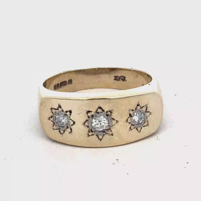 9ct yellow gold diamond ring size T1/2 (sh27502b)