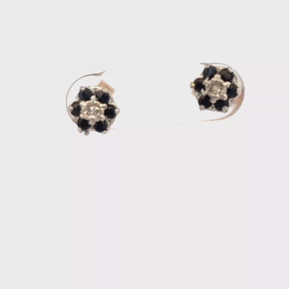 9ct yellow gold sapphire and diamond earrings 1.6g (sh26523b)
