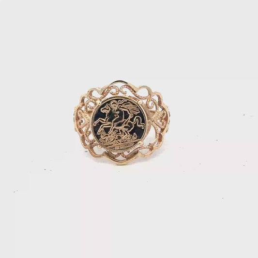 9ct yellow gold ring size J (sh27986b)