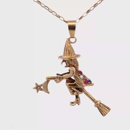 9ct yellow gold witch pendant 7.5g (sh25707l)