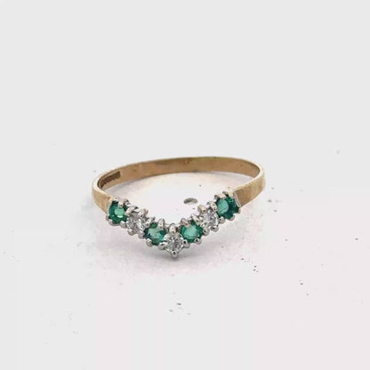 9ct yellow gold emerald and diamond ring size O1/2 (sh25247l)