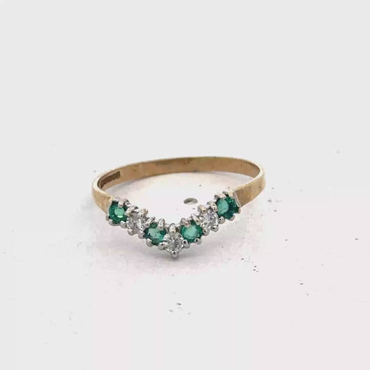 9ct yellow gold emerald and diamond ring size O1/2 (sh25247l)