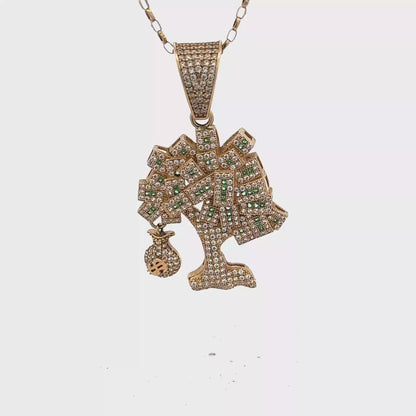 9ct yellow gold money tree pendant 7.9g (sh27779b)