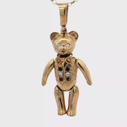 9ct yellow gold bear pendant 27.4g (sh27501b)