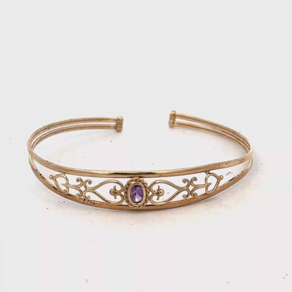 9ct yellow gold amethyst bangle 5.2g (sh27591b)