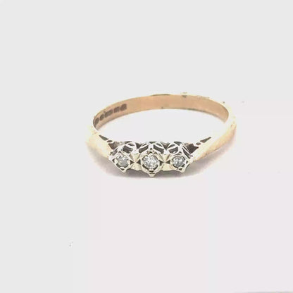 9ct yellow gold diamond ring size Q (sh25659l)