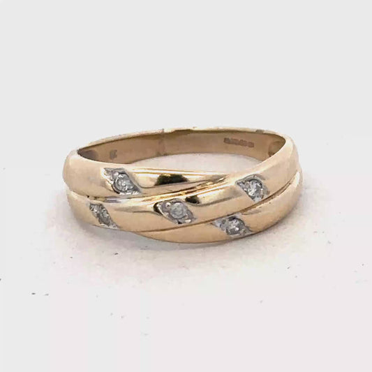 9ct yellow gold diamond ring size P (sh27323b)