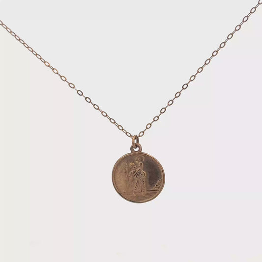 9ct yellow gold chain and St Christopher pendant 3.8g (sh26815b)