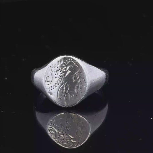 Silver signet ring size S1/2 (sh26825b)