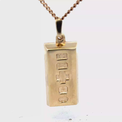 9ct yellow gold ingot pendant 34.2g (sh25867l)