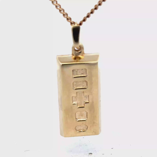 9ct yellow gold ingot pendant 34.2g (sh25867l)