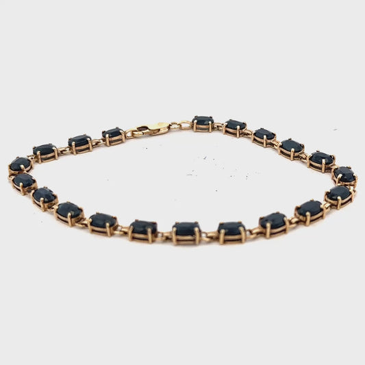 9ct yellow gold sapphire bracelet 8.2g (bb1888l)