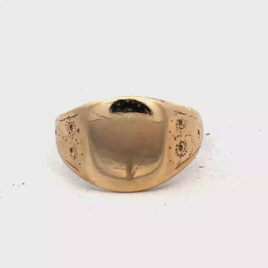9ct yellow gold signet ring size V (sh25740l)
