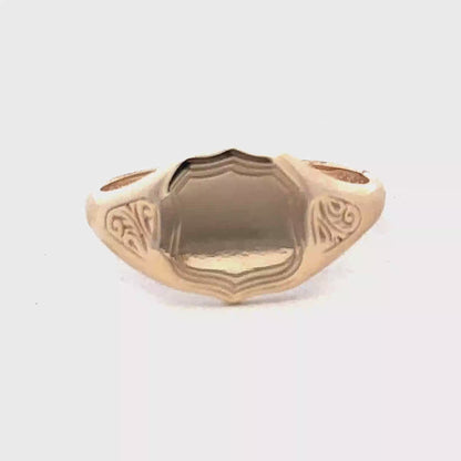 9ct yellow gold signet ring size T (sh26865b)