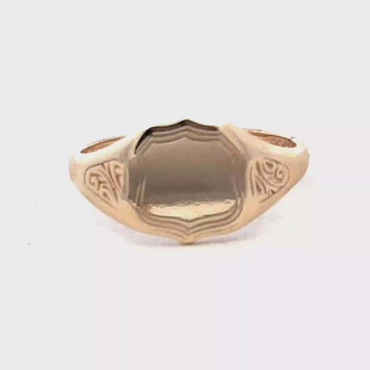 9ct yellow gold signet ring size T (sh26865b)