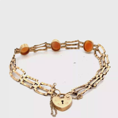 9ct yellow gold cameo gate bracelet 4.9g (sh26884b)