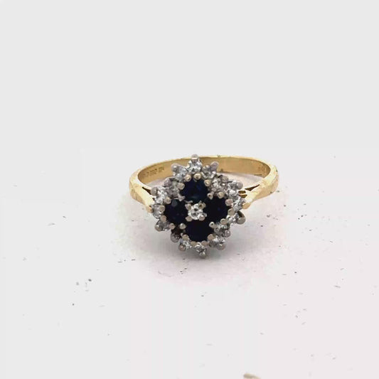 18ct yellow gold diamond and sapphire ring size H (sh27312b)