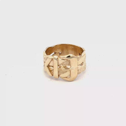 9ct yellow gold buckle ring size X (sh25923l)