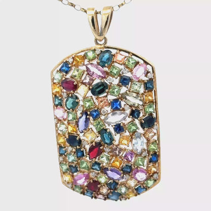 9ct yellow gold gemstone pendant 20.4g (sh26643b)