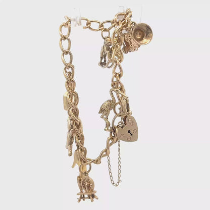 9ct yellow gold charm bracelet 17.4g (sh27974b)