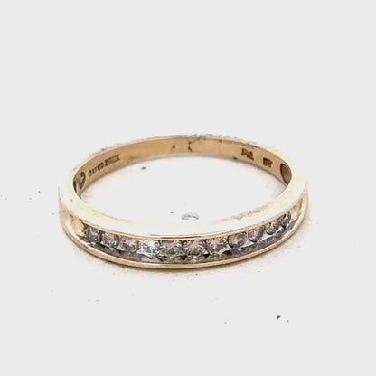 9ct yellow gold 1/4 caret diamond ring size O1/2