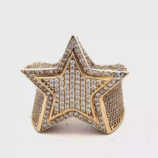 9ct yellow gold cz star shaped ring  sh27776b