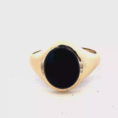 9ct yellow gold onyx signet ring sh27735b