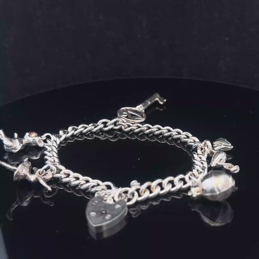 Silver charm bracelet 29.6g (sh27968b)