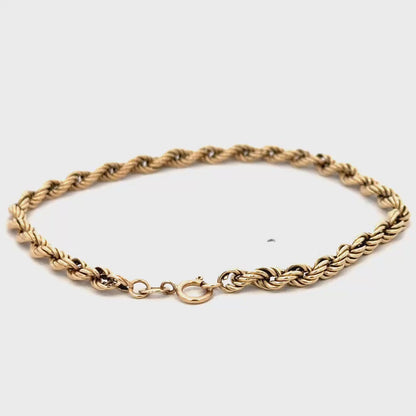 9ct yellow gold rope bracelet 2.8g (sh26457b)