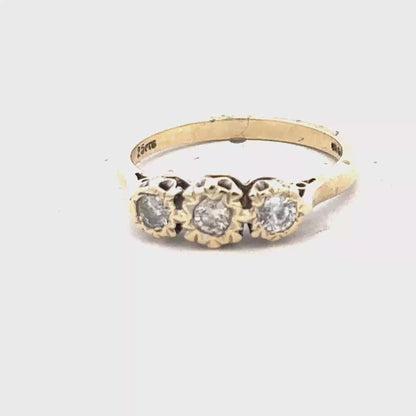 9ct yellow gold 1/4 caret diamond ring size P (sh25773l)