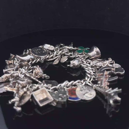 Silver charm bracelet 88.1g (sh26830b)