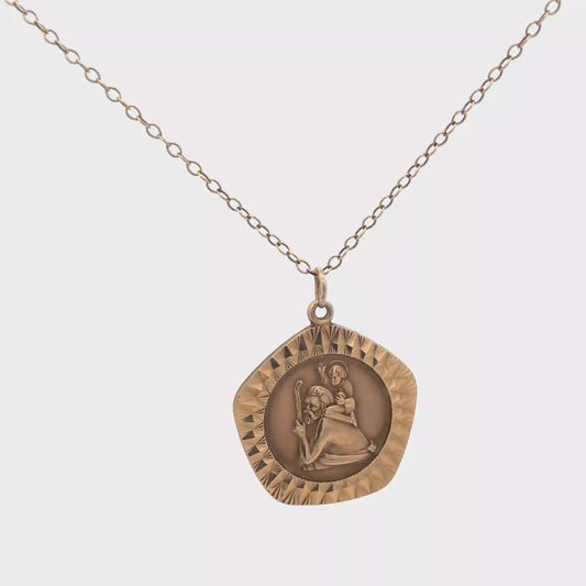 9ct yellow gold chain and St Christopher pendant 6.2g (sh26814b)